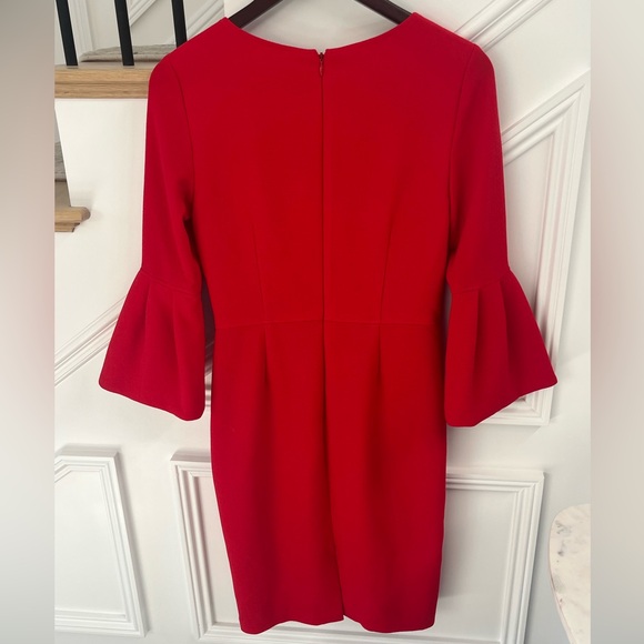 David Meister Red dress with ruffled sleeve size 4 - Picture 4 of 8
